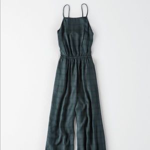 American Eagle Green Plaid Jumpsuit